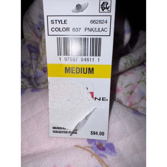 Brand New Miss Elaine Women's Size Medium White Floral Pink Lilac Robe - Picture 3 of 5